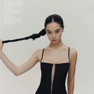 With tags-Elegant Ballet Leotard Mesh Illusion Striation Design Black Dancewear